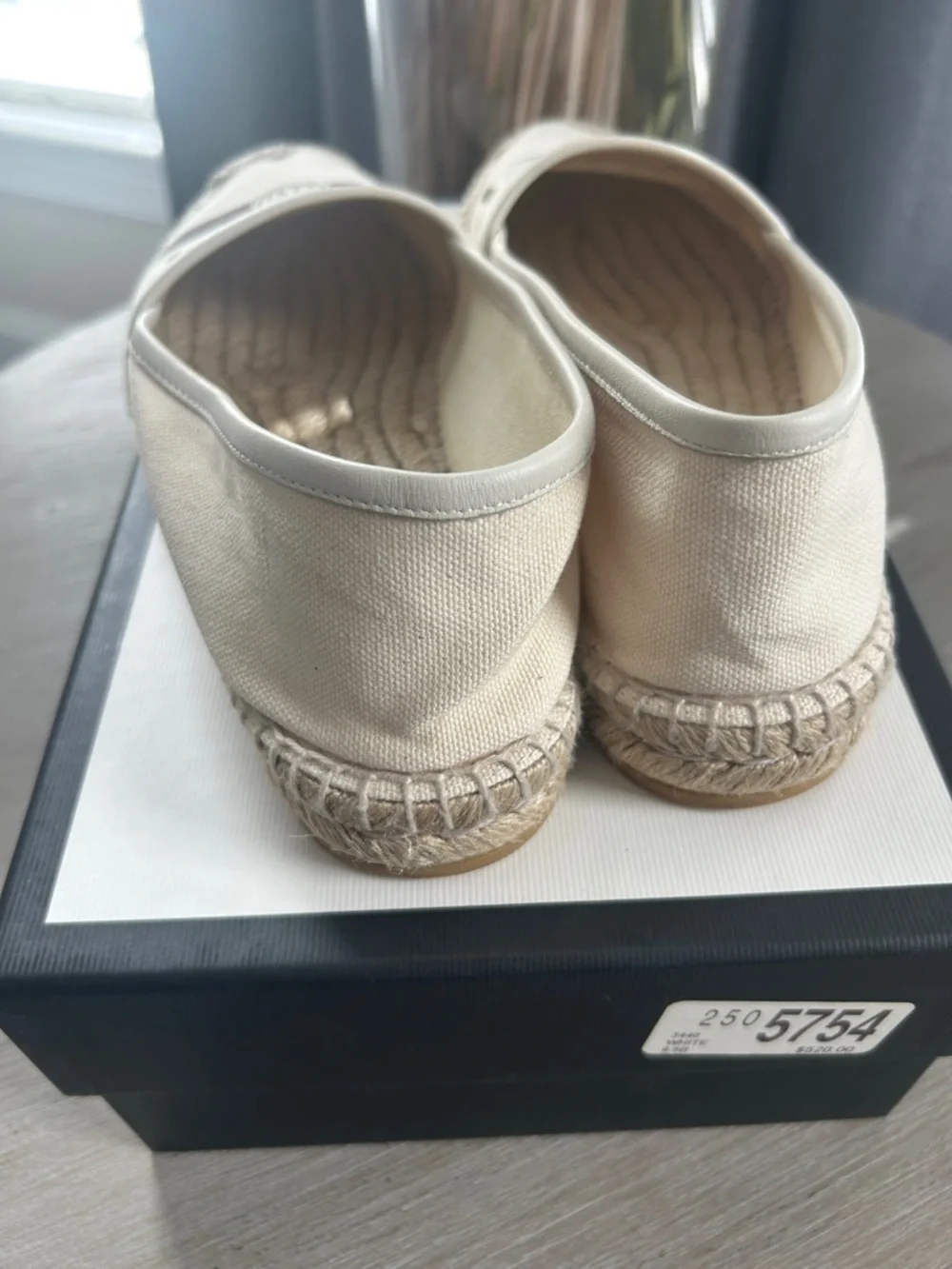 Gucci Cream Canvas Espadrilles with Green and Red Web - Picture 3 of 8